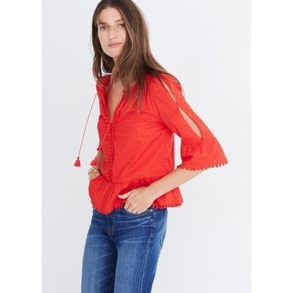 Madewell Peakaboo Pom-Pom Top - Picture 1 of 7